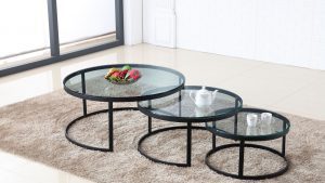 שולחן סלון אגם שחור & זכוכית