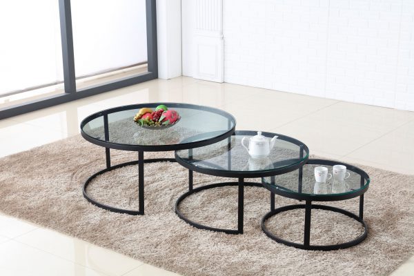 שולחן סלון אגם שחור & זכוכית